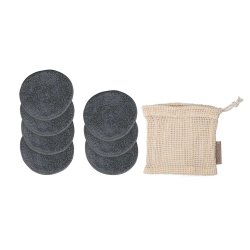 Make-up rondeller kologisk bomuld 7 stk i vaskepose - Pewter