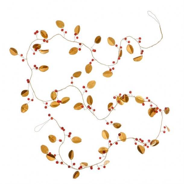 Gylden guirlande med br - messing 180 cm