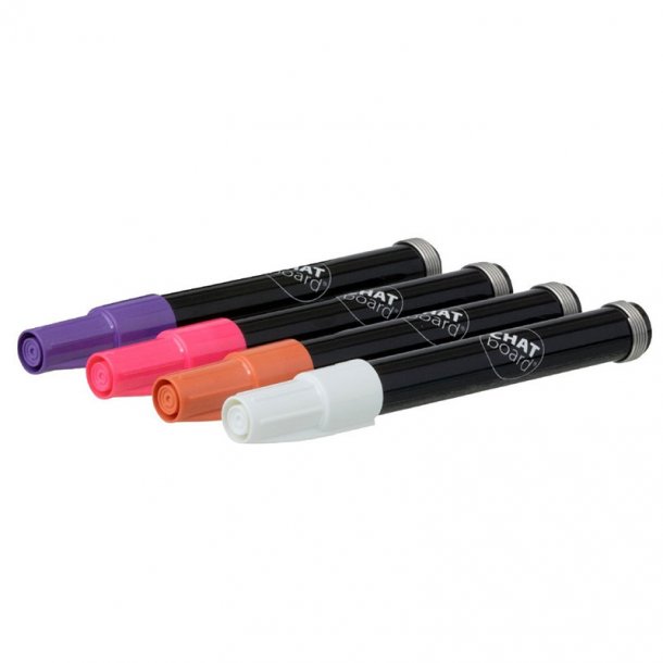 Chat-board neon markers 4 stk - pink/lilla/orange/hvid