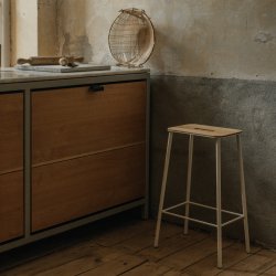 Frama Adam Stool H65cm - oak/light grey 