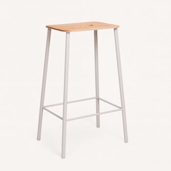 Frama Adam Stool H65cm - oak/light grey 