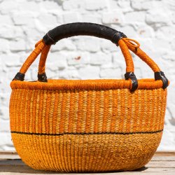 Bolga kurv fairtrade - orange med sorte striber