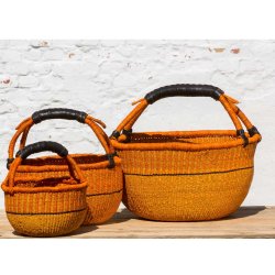 Bolga kurv fairtrade - orange med sorte striber