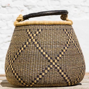 Afrikansk krukke kurv - sort/natur