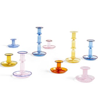 HAY Flare lysestage i glas - small blue stripe