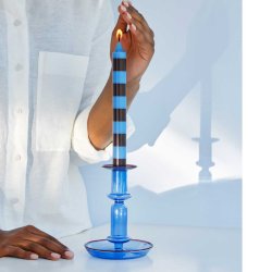 HAY Flare lysestage i glas - tall blue