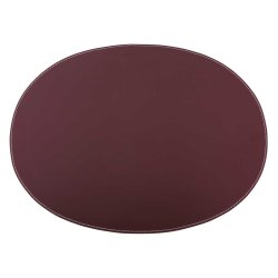 Dkkeserviet i lder oval - chocolate med hvide syninger