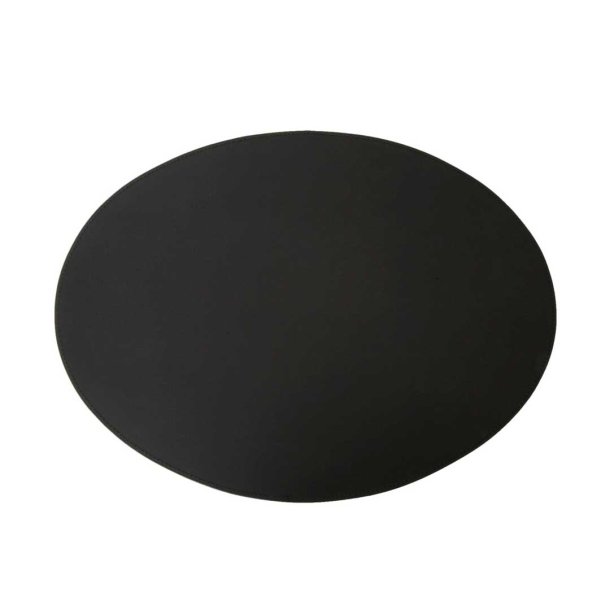 Dkkeserviet i lder oval - sort med sorte syninger