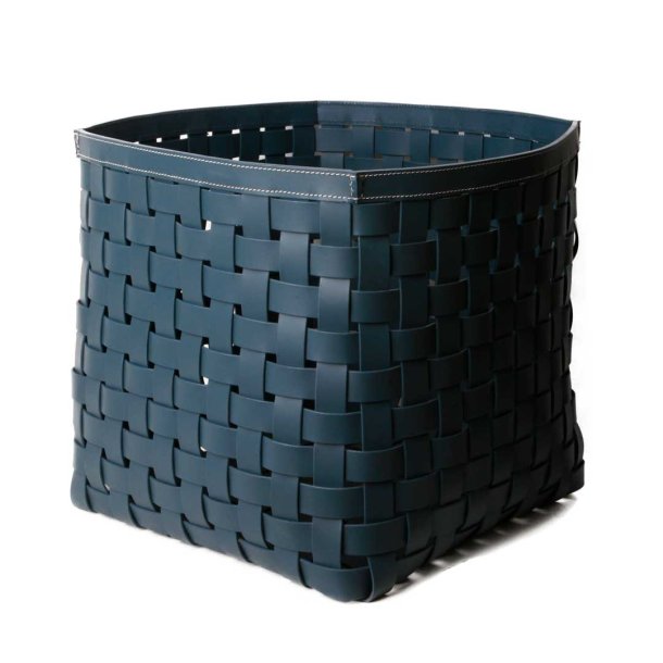 Fletkurv i recycle lder 35x35x36cm - dusty blue