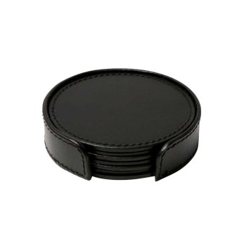 Coasters i lder 6 stk - sort med sorte syninger