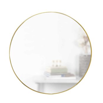 Rundt v�gspejl med messingkant - �86cm