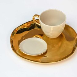 Urban Nature Culture mini tallerken med guldkant - gray morn