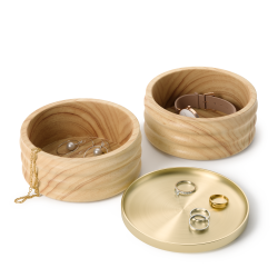 Tesora smykkebox med 2 rum - messing/tr