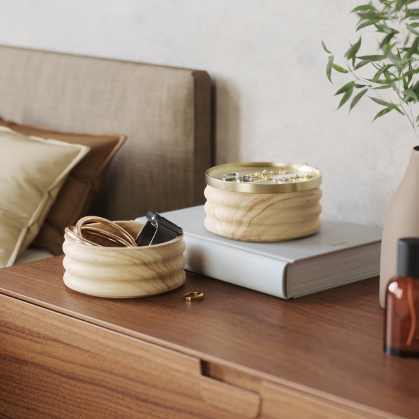 Tesora smykkebox med 2 rum - messing/tr