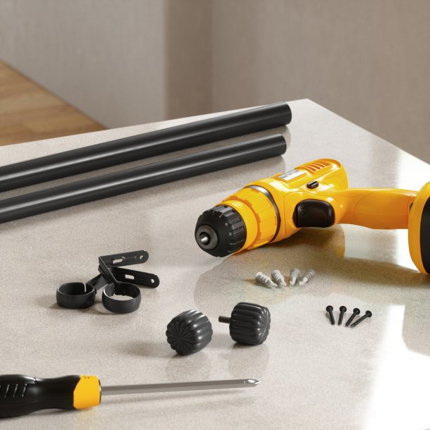 Gardinstang Cleo justrbar 168-308 cm - mat black