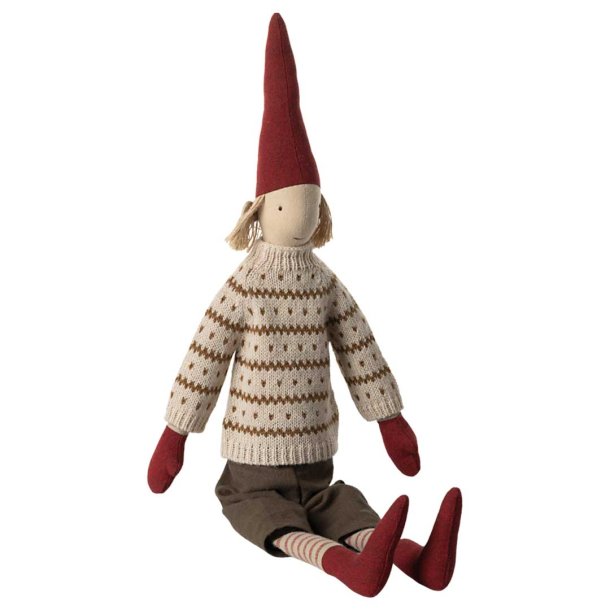 Maileg nisse dreng i stribet sweater - hjde 60 cm