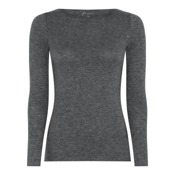 Frau Lima cashmere bluse boatneck - Dark grey melange