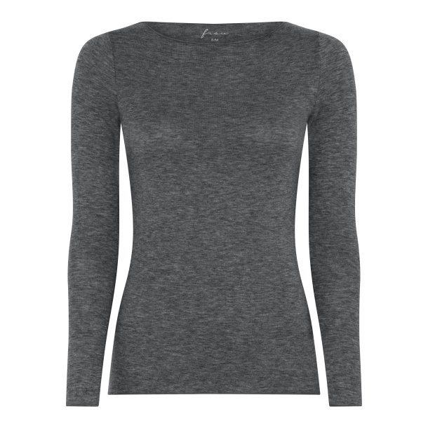 Frau Lima cashmere bluse boatneck - Dark grey melange