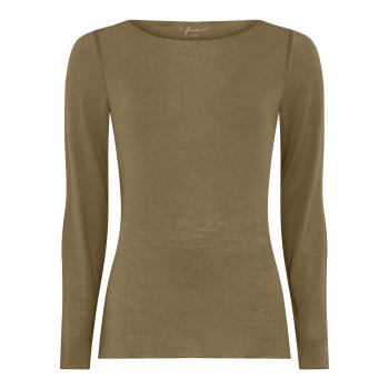 Olivenfarvet Frau lang�rmet cashmere bluse lima