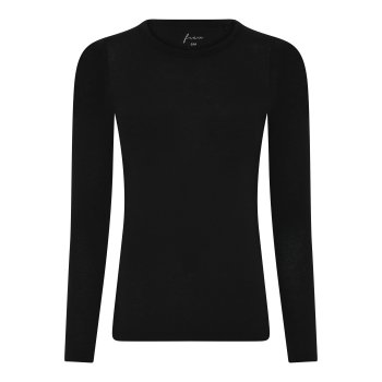 Frau Lucca cashmere bluse rund hals - Black