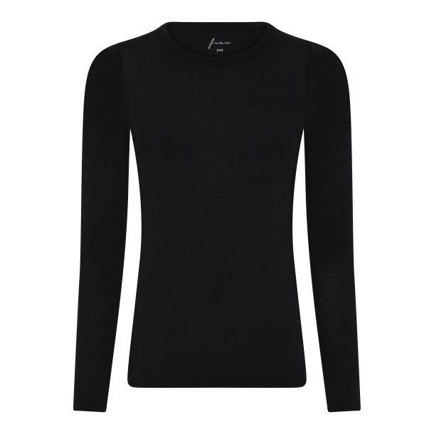 Frau Lucca cashmere bluse rund hals - Black