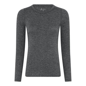 Frau Lucca cashmere bluse rund hals - Dark grey melange