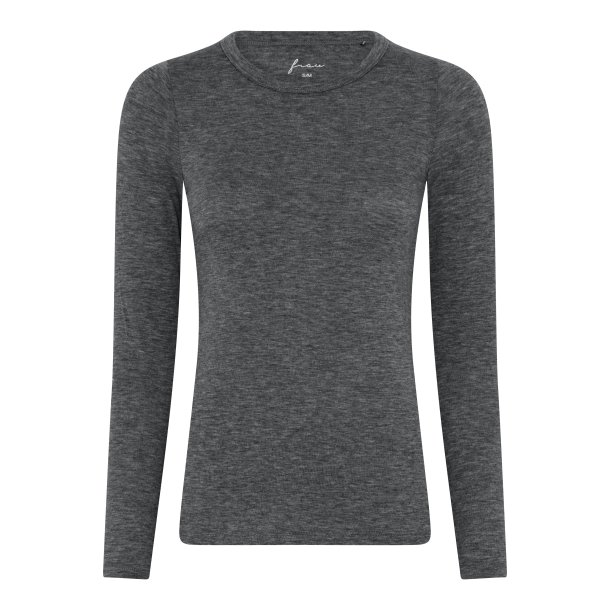 Frau Lucca cashmere bluse rund hals - Dark grey melange