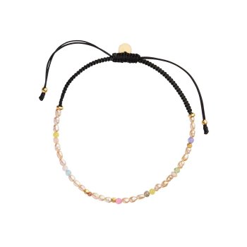 Stine A armbnd - Confetti Pearl Beige Pastel mix - black 