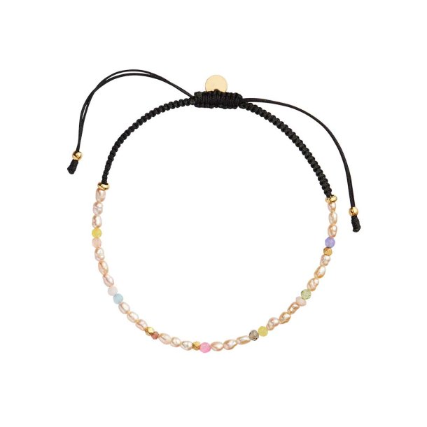 Stine A armbnd - Confetti Pearl Beige Pastel mix - black 