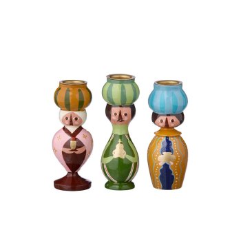 Bungalow lysestager - Tre vise m�nd s�t - H12cm