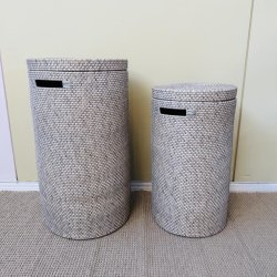 Vasketjskurv i bambus og plast - silver grey