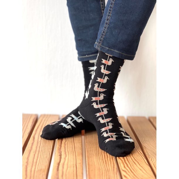 Cai uldstr�mper i let og bl�d merino uld - shorebird black