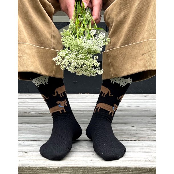 Cai uldstr�mper i let og bl�d merino uld - dogs black