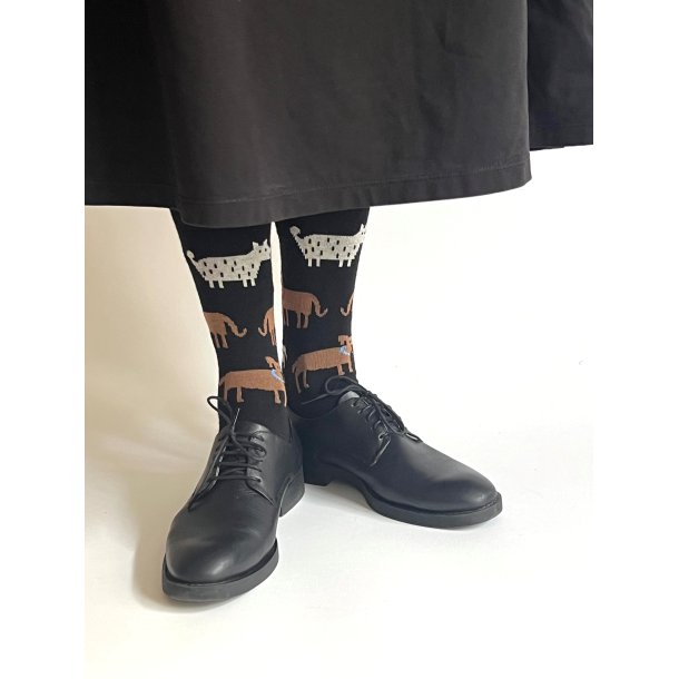 Cai uldstr�mper i let og bl�d merino uld - dogs black