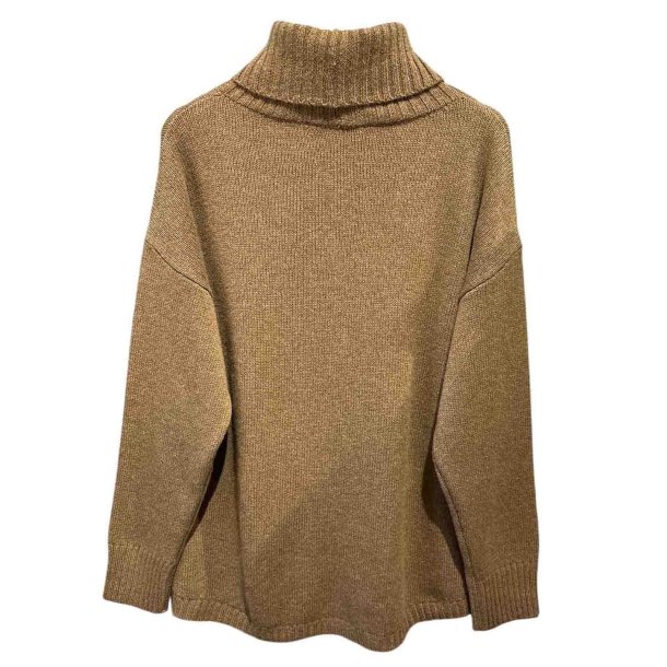 Rullekravesweater i cashmere og lammeuld - nougat
