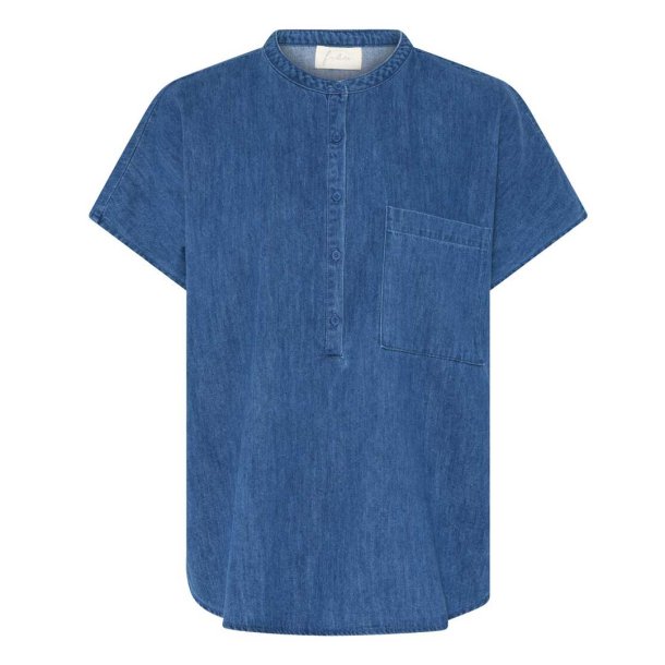 Frau Colombo ss denim top - clear blue denim