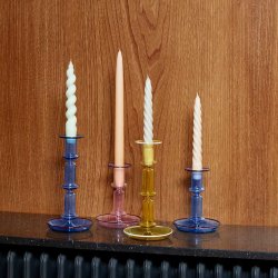 HAY Flare lysestage i glas - tall blue