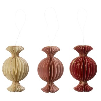 Bungalow julepynt 3 stk - honeycomb sweets ruby