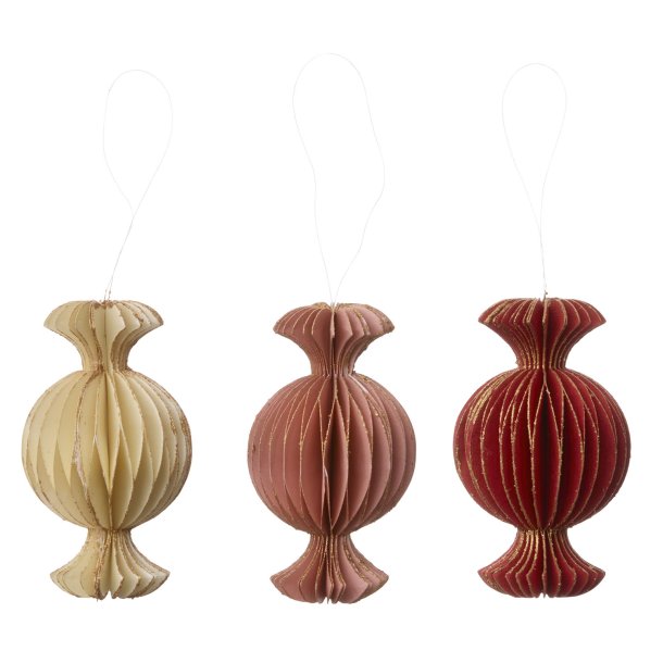 Bungalow julepynt 3 stk - honeycomb sweets ruby