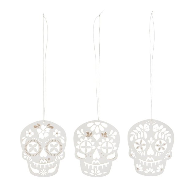 Bungalow Halloween pynt 3 stk - Skulls 8cm