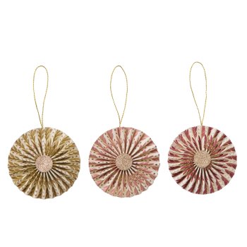 Bungalow julepynt rosette 8cm Naya - 3 stk