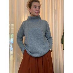 Rullekravesweater i cashmere og lammeuld - grey