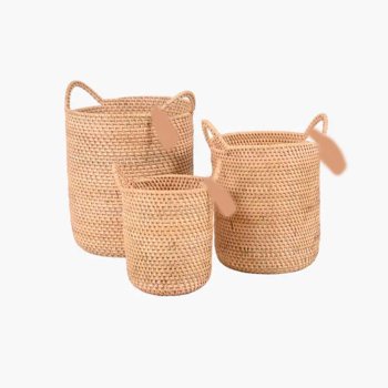 Kurv i bambus med hank - natur
