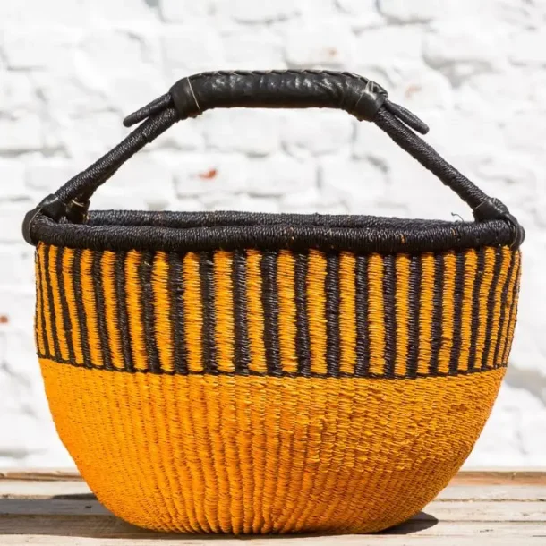 Bolga kurv fairtrade - orange med sorte striber