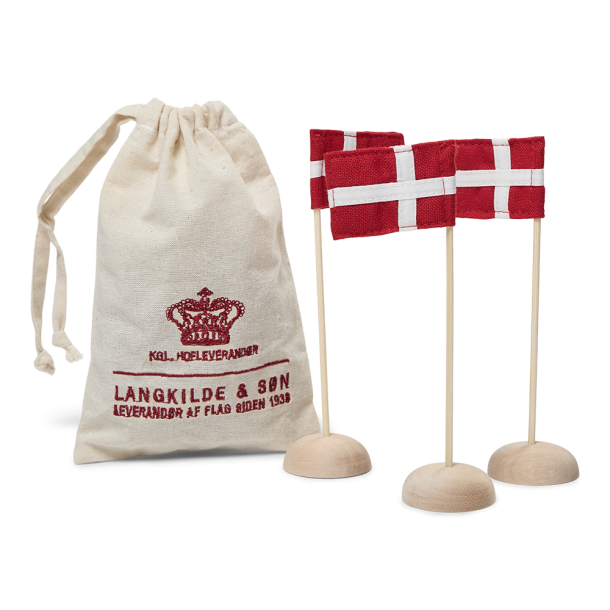 Dannebrog mini bordflag med egetrsfod - 3 stk