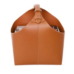 Brndekurv i lder - cognac med hvide syninger