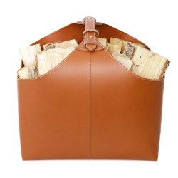 Brndekurv i lder - cognac med hvide syninger