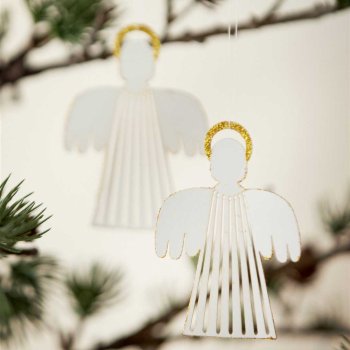 Bungalow julepynt til ophng papir engle 3 stk