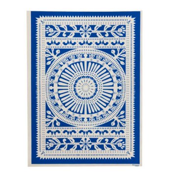 Bungalow plakat - papercut wheel indigo