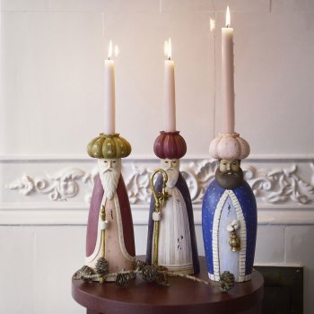 Hellige 3 konger - hndmalede lysestager - Ruby